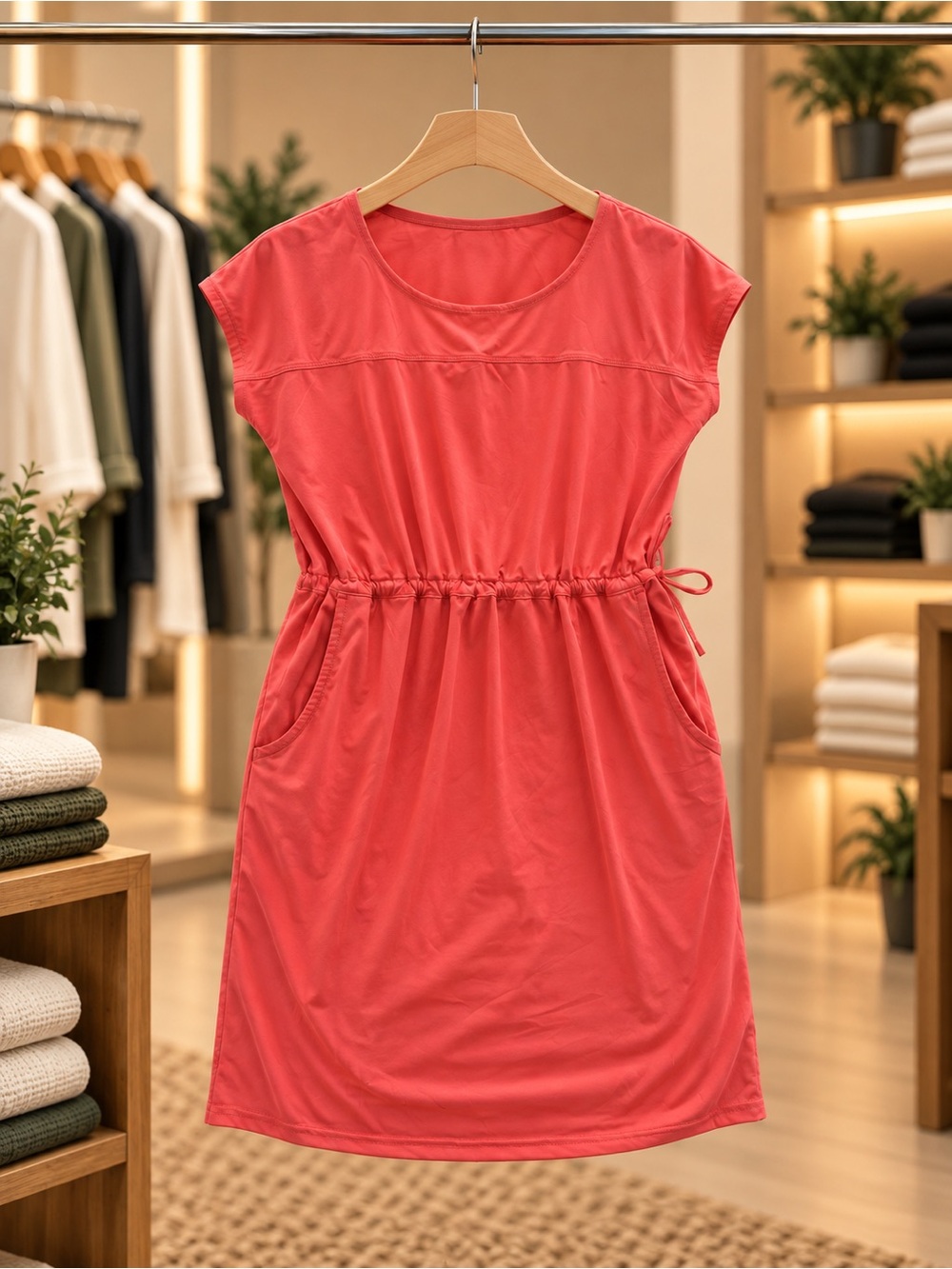 Columbia Coral Drawstring Waist Chemise with Pockets